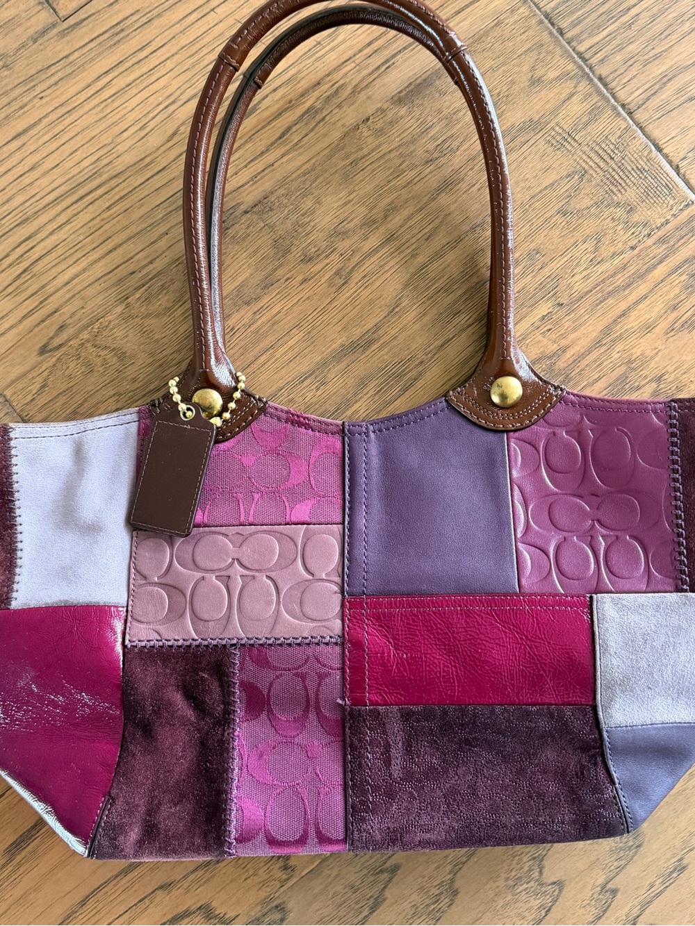 Coach Pink & Purple Patchwork Leather Tote